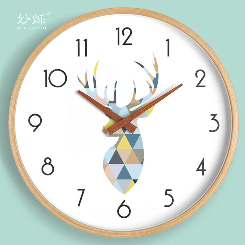 Deer Head Hanging Clock Living Room Home Nordic Wind Watches Bedroom Fashion Ultra Silent Hanging Watch Creative Minima Cartoon Clock