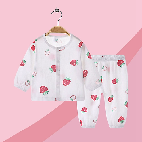 Детская летняя тонкая хлопковая пижама, детский комплект, марлевый лонгслив для мальчиков