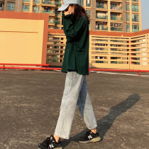 Maternity jeans Fall and winter wear fashion straight nine-point velvet thickened wide-leg pants Hyuna wind winter maternity pants
