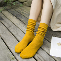 Maternity socks loose heaped socks loose fashion solid color retro mid-tube retro college style womens Korean booties and socks