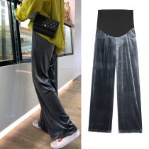 Maternity pants Autumn and winter wear fashion gold velvet wide-leg trousers Elastic band adjustable tide mom velvet mop pants Autumn and winter wear fashion gold velvet wide-leg trousers Elastic band adjustable tide mom velvet mop pants Autumn