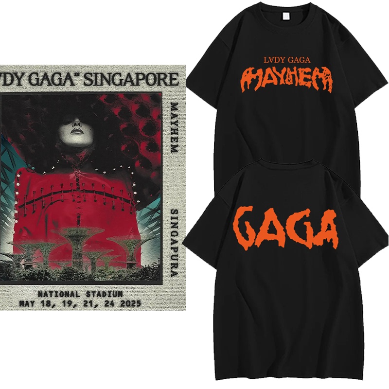 Lady Gaga Singapore Concert Same Style Support Clothing Short-Sleeved T-Shirt Merchandise Design Half-Sleeve Vest