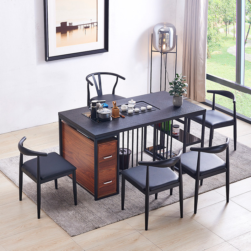 Home Small Tea Desk Fire stone New Gongfu Tea table and chairs Combined tea table simple and integrated office tea set Set of tea set