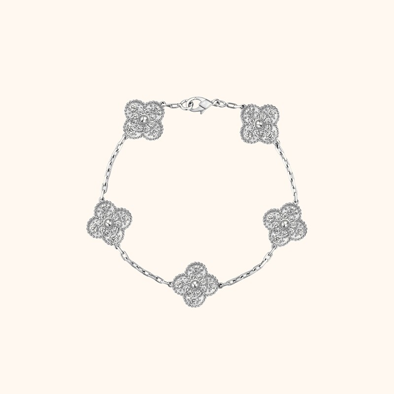Tiffany Star Diamond 18K Gold Vintage Alhambra Series Exquisite Four-Leaf Clover Bracelet as a Gift for Your Girlfriend Tiffany Star Diamond 18K Gold Vintage Alhambra Series Exquisite Four-Leaf Clover Bracelet as a Gift for Your Girlfriend