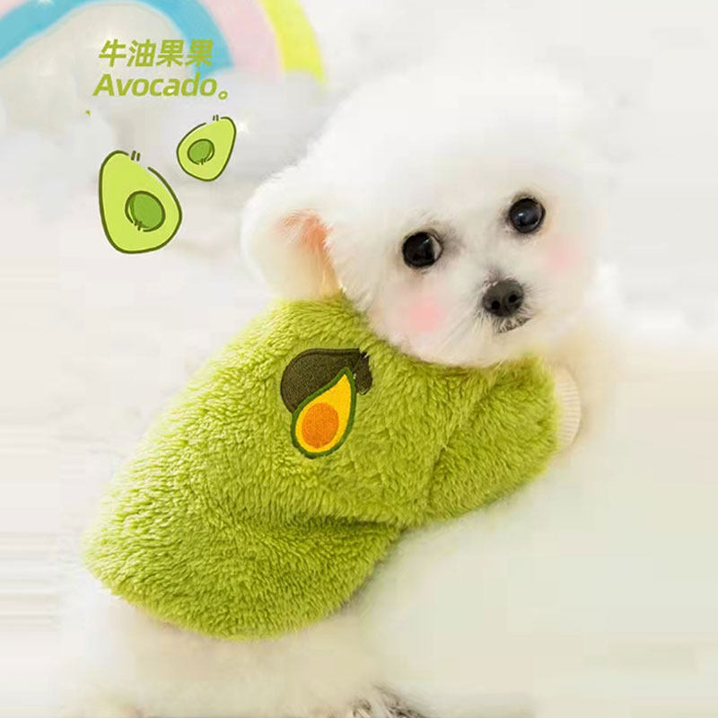 Puppy New Year's clothes autumn and winter Teddy Bichon Pomeranian small dog pet cat coral fleece warm sweater