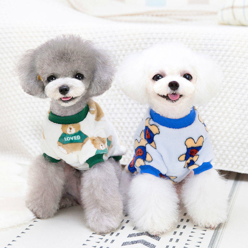 Puppy dog ​​cat pet teddy clothes winter warm cute sweater Pomeranian bichon cotton vest flannel