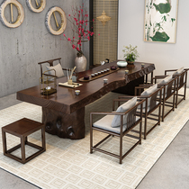 Big board tea table home living room solid wood coffee table simple tea table tea table log office tea table and chair combination