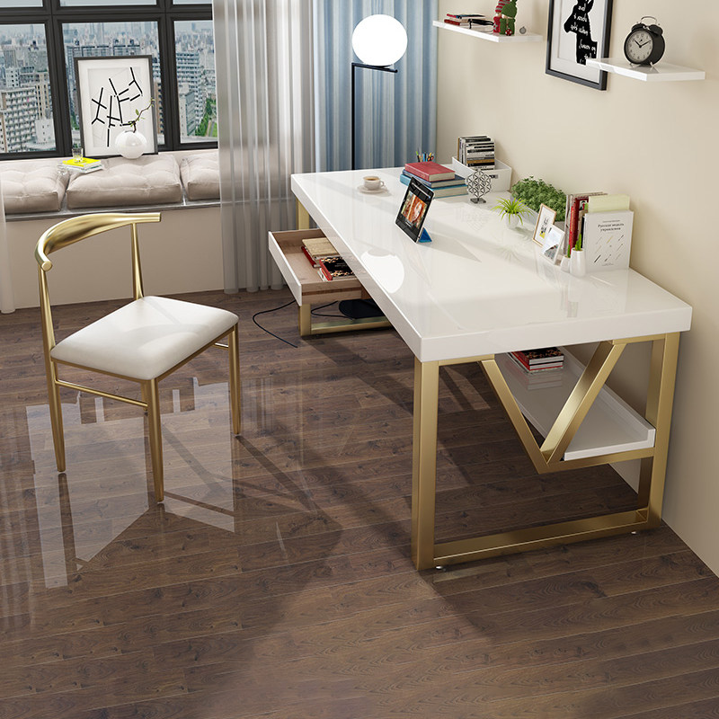 Solid wood desk office desk modern minimalist home study bedroom Nordic creative paint light luxury ins computer desk