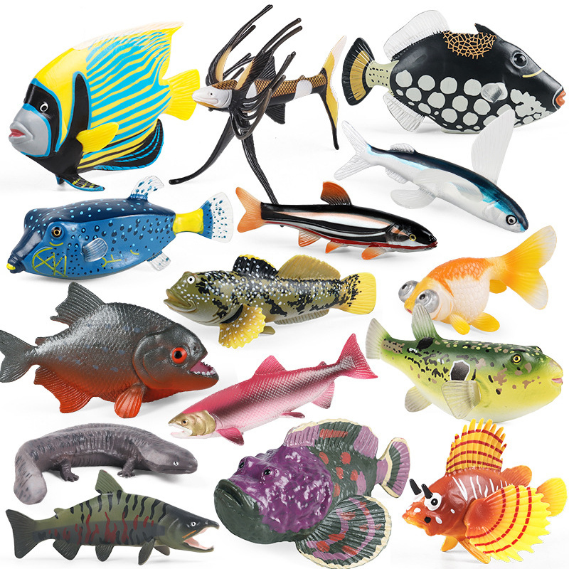 Simulated Animal Model Ocean Shark Salmon Goldfish Piranha Flying Fish Pufferfish Stonefish Butterflyfish Toy