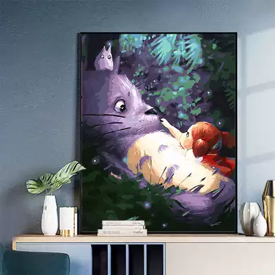 diy digital oil painting hand-painted cartoon animation decompression oil color painting hand-painted filling painting decorative painting Hayao Miyazaki Totoro