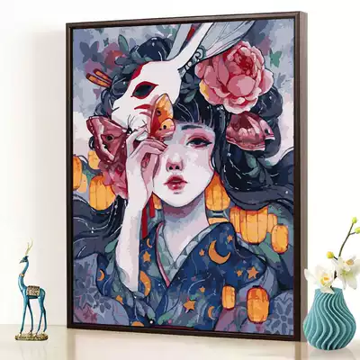 Diy digital oil painting custom bedroom flower banquet girl coloring coloring painting hand-painted oil painting Nordic ins decorative painting