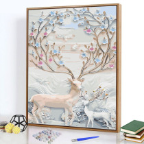 diy digital oil painting landscape animals large hand painted oil color painting elk European living room decoration hanging painting Ice Snow Deer