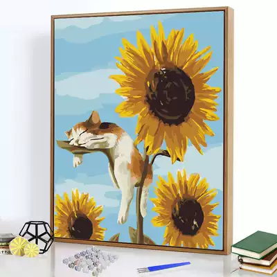 Savin diy digital oil painting living room bedroom plant animal coloring hand painted oil decorative painting cat sunflower