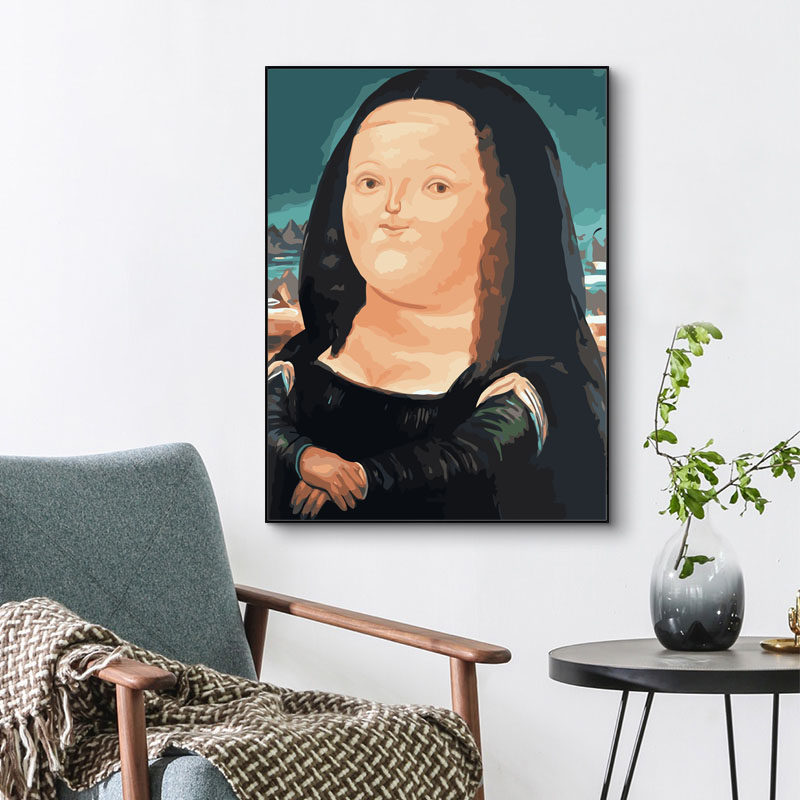 diy digital oil painting cartoon crossfill color filling hand-painted decompression handmade oil color decoration painting Q version Mona Lisa