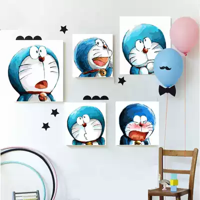 diy digital oil painting Doraemon cartoon anime children's hand-painted digital color decoration painting Doraemon emotio bag
