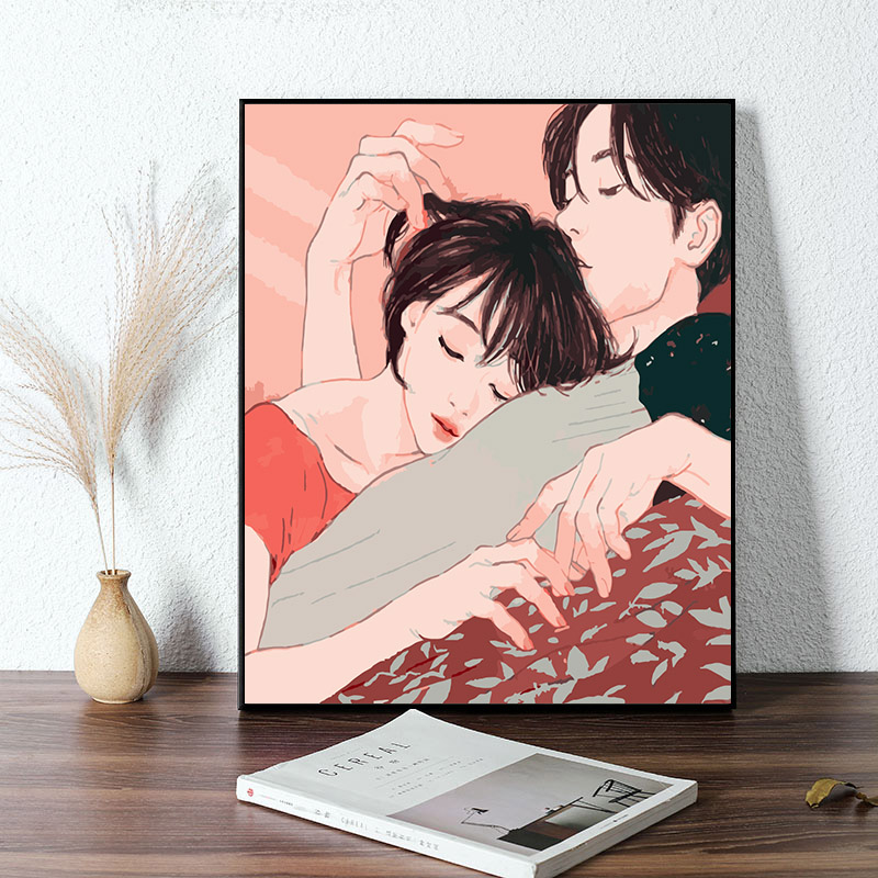 Digital oil painting diy self-painting coloring painting lovers living room adult decompression hand decoration filling hand-painted oil painting