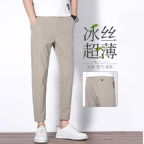 WITI Flagship Store Summer Pants Thin Section Slim Elastic Nine-point Pants Mens Casual Pants Versatile Straight Pants Mens Wear