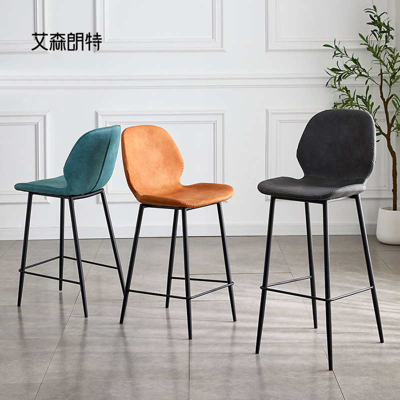 Nordic Bar Table Chair Home Backrest Iron Art High Footstool Bar Stool Light Luxury Front Desk Bar Cafe High Chair Subs