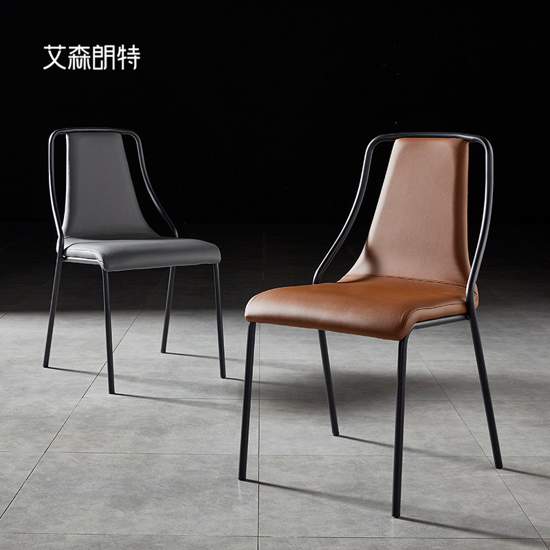 Nordic Dining Chair Home Net Red Iron Art Retro Industrial Wind Leather Chair Dining Room Hotel Backrest Benches Wind Dining Table And Chairs