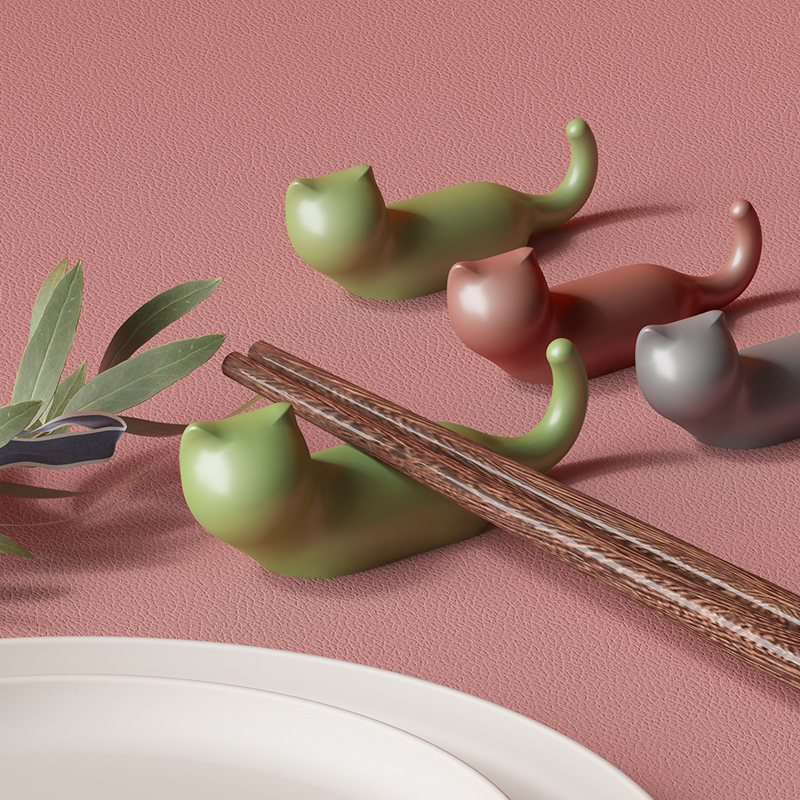 Empty Meow Meow Meow Nordic creative table chopsticks rack Household Day Style Cute Kitty CHOPSTICKS Small Trust Metal