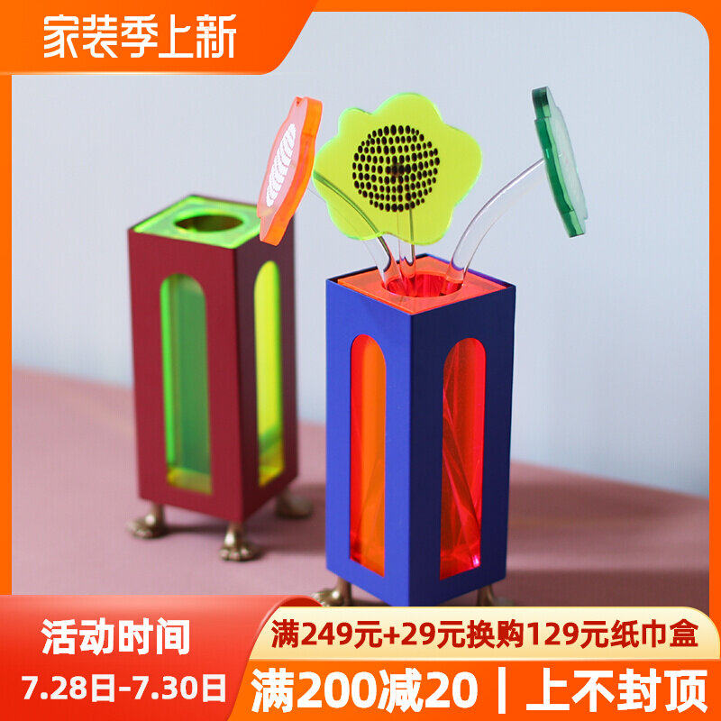 Empty Meow Meow) Nordic Ins Wind Light Luxurious Acrylic Vase Hydroponic Tabletop Dry Flower Flower Arrangement Hydroponic Decoration Pendulum