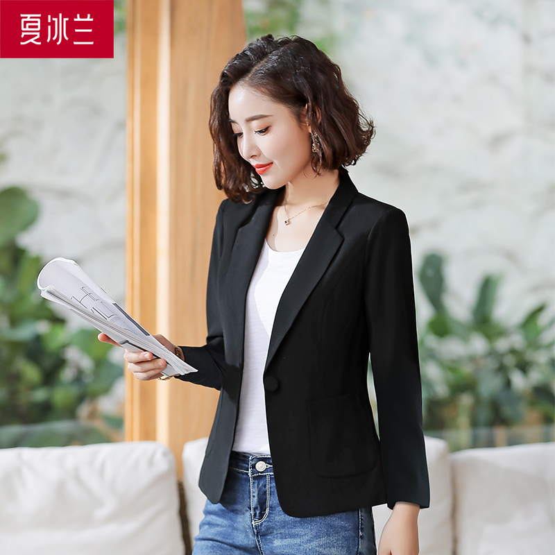 Net Red Black Small Subsuit Jacket Woman 2020 Chunqiu New short Ssuit ladies Western suit Suit Autumn Clothing