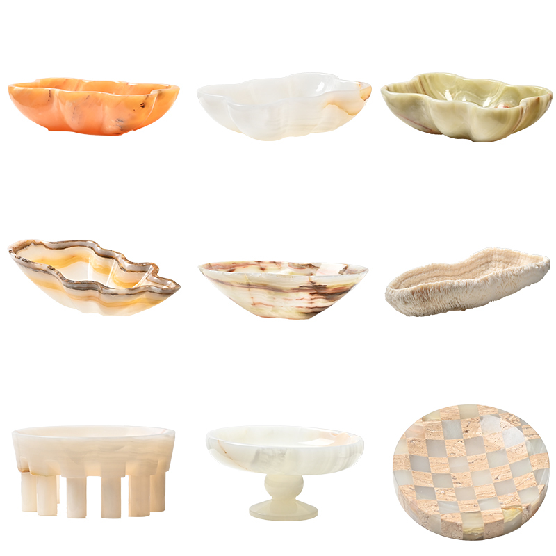 Vintage Luxury Jade Fruit Plate Storage Container Model Room Coffee Table Dining Table Countertop Decorative Art Fruit Bowl
