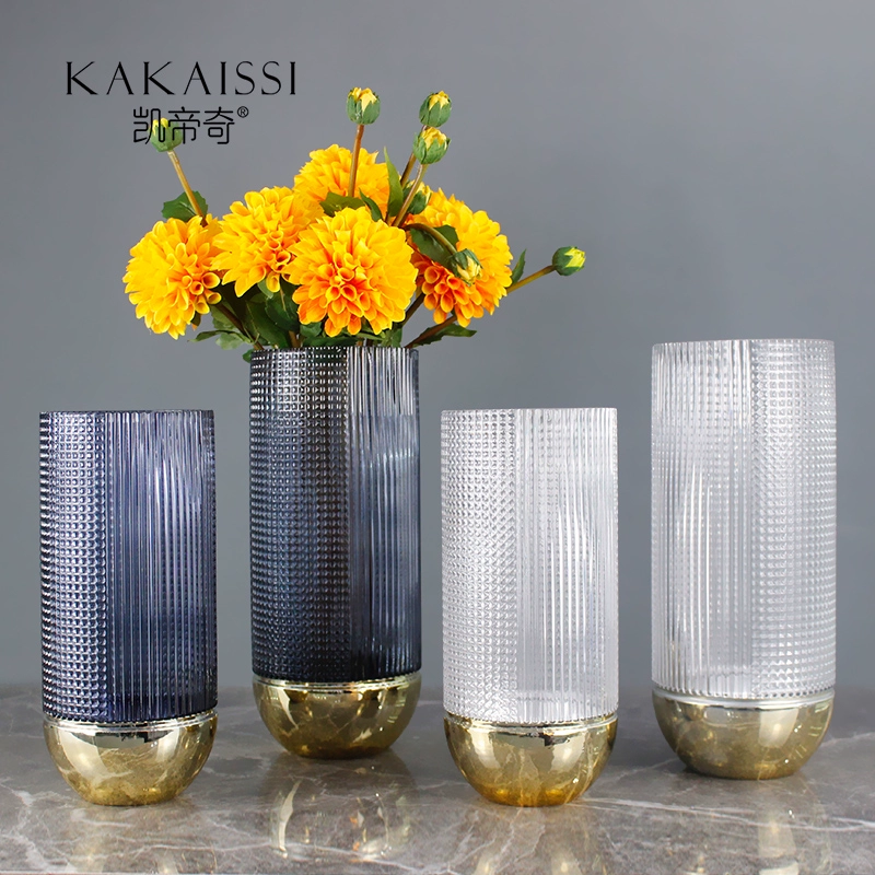 Ánh sáng sang trọng thẳng bạc liễu hoa khô bình thủy tinh trang trí Bắc Âu sáng tạo nhà ăn bàn phòng khách đơn giản cắm hoa thủy canh - Vase / Bồn hoa & Kệ