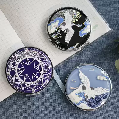 Fairy folding small makeup fashion portable makeup mirror double-sided mirror creative quicksand mirror girl mini portable