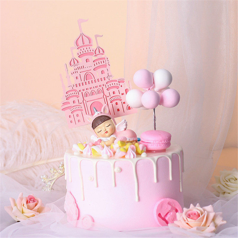 New cake ornaments ice and snow castle flag wedding birthday mousse cup dessert table insert personality spot