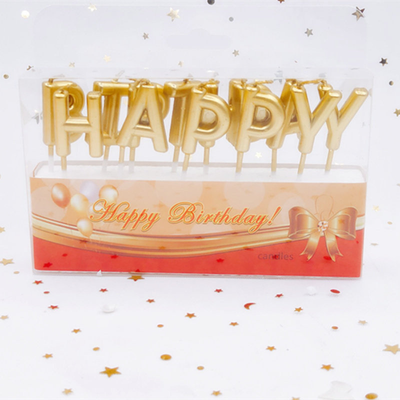 Cake decoration letter large balloon Happy Birthday number candle Golden Silver color party dress up spot