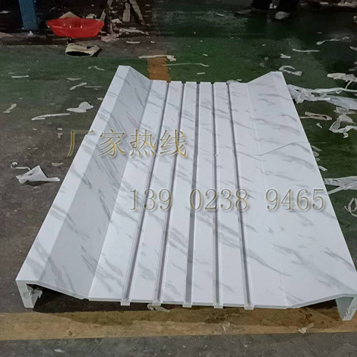 Imitation marble pattern aluminum veneer folded edge canopy facade cornice antique copper brushed aluminum plate manufacturer customization