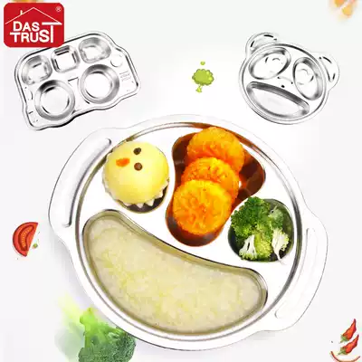 Kindergarten dinner plate 304 stainless steel Children's tableware baby dining room grid tray cute separated lunch box disc