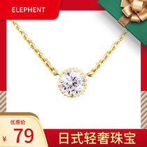 Tang Yans same s925 sterling silver single diamond necklace Japanese light luxury simple temperament glitter diamond collarbone chain plated 18K gold platinum
