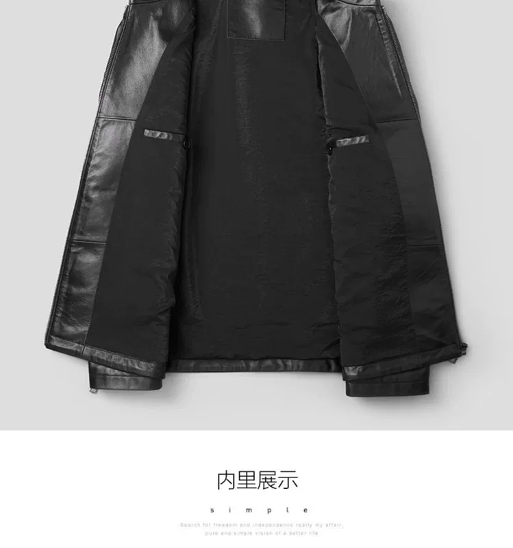 Lankuo cổ đứng kinh doanh mới Haining da nam áo khoác da bò da bò lớp trên áo khoác da bò trung niên thường phục - Quần áo lông thú