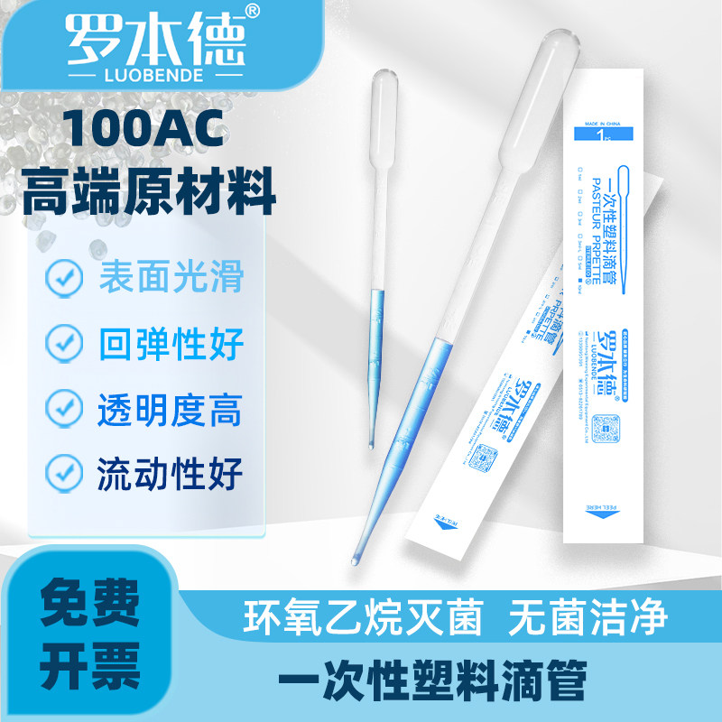 一次性塑料巴氏吸管滴管带刻度加长加厚大号螺口冻存管防漏1ml2ml3ml5ml10ml独立包装无菌胶头巴斯德吸管