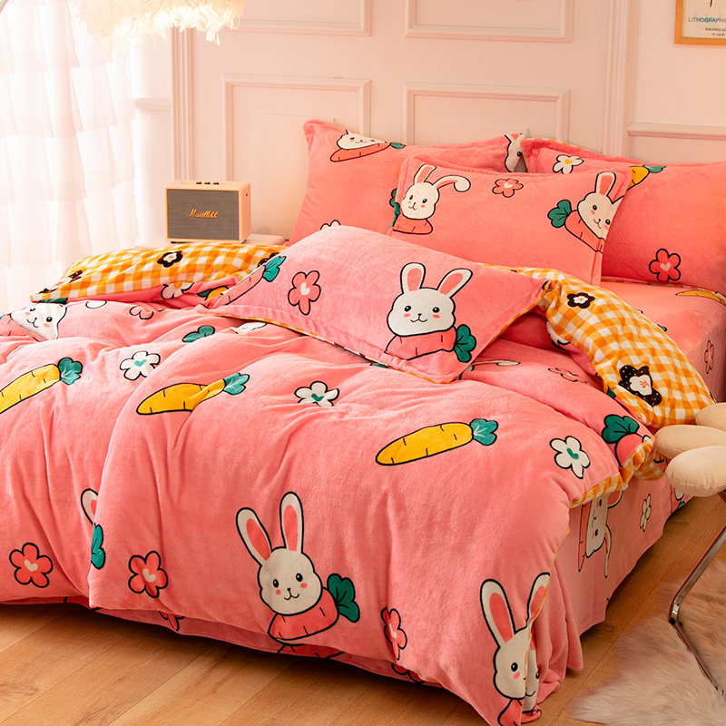 Dormitory students single velvet bed sheet quilt cover coral velvet three-piece dormitory milk flannel winter plush