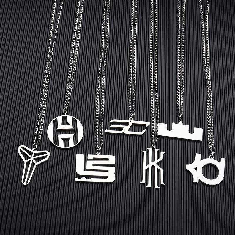 Kobe Irving Curry Harden Tracy Mcgrady Titanium Steel Pendant Basketball Necklace for Men and Women Mamba Decoration Gift for Friends