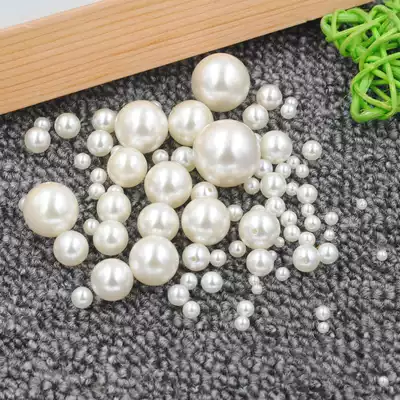 DIY jewelry accessories handmade hair accessories beige white barrier half hole single hole single hole bright beads imitation pearl