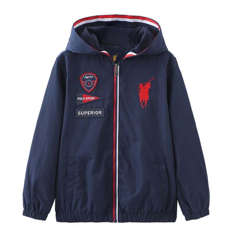 Polo sport baby boys coat fall/winter 2021 new children's hooded loose jacket patch top