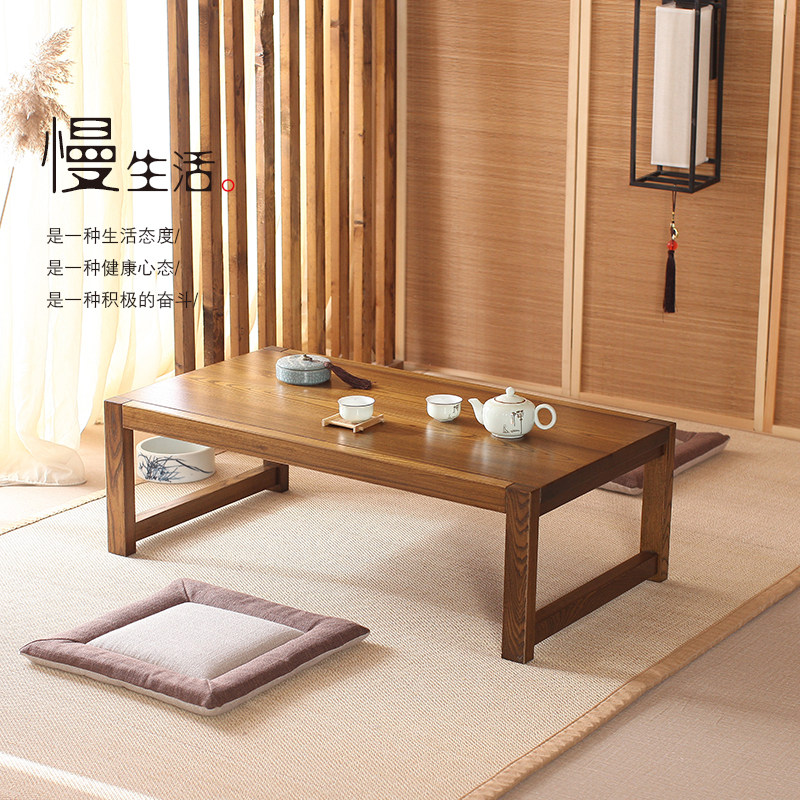 Tatami small table day style tatami tea table Zen tea table floating window small table minima table solid wood kang table
