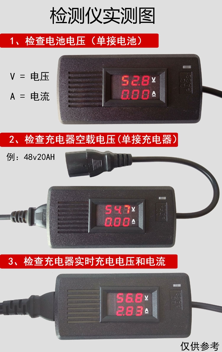 Bộ sạc điện xe phát hiện pin điện áp ampe kế 48v60v72v công cụ kiểm tra hiển thị kỹ thuật số - Bộ sửa chữa xe đạp điện