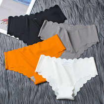 Traceless Briefs Female Ice Silk Pure Cotton Crotch Antibacterial Mid-Waist Sexy Adolescent Girl Day Department Summer Thin-Breathable Triangle Pants