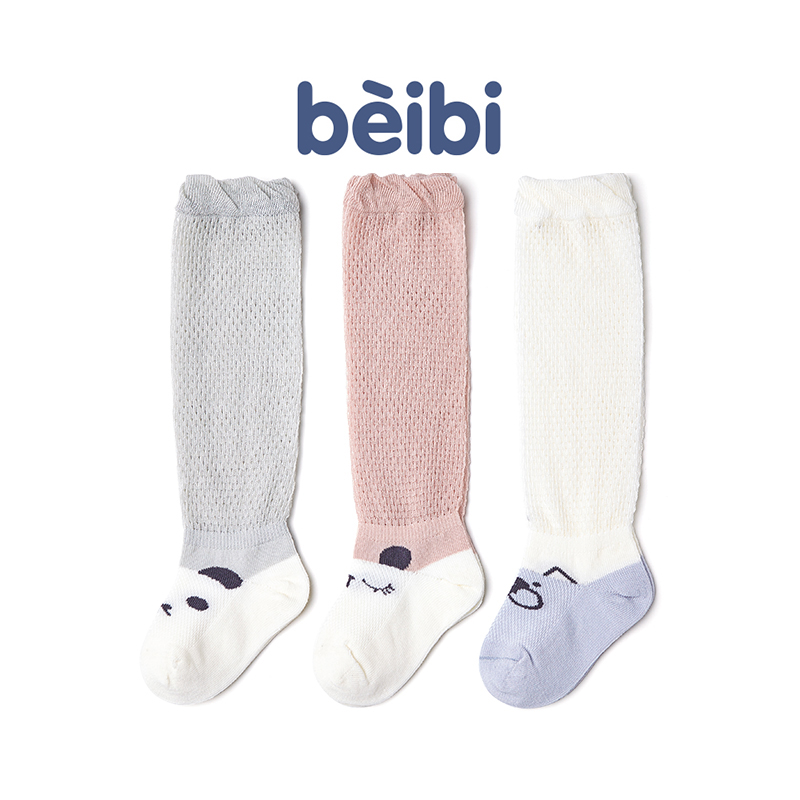 Bebe baby long cylinder socks Summer pure cotton thin section newborn cute ultra cute summer baby Songkou Anti-mosquito socks