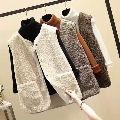 Lamb hair vest women Autumn Winter short waistcoat shoulder wear leather hair one 2021 new Joker vest horse jacket jacket