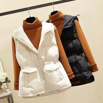 Hooded down cotton vest women's vest coat Korean version 2021 autumn and winter New Wild horse clip waistcoat shoulder wear tide