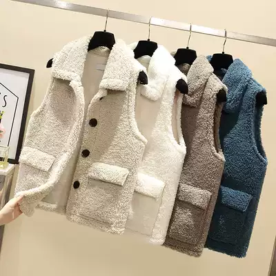 2021 autumn and winter New lamb plush vest women's short vest wear tide fur one body shoulder horse jacket jacket