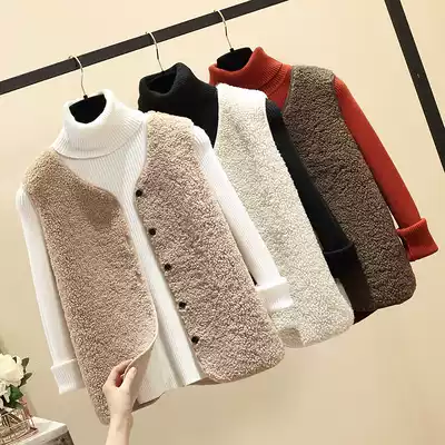 Lamb hair vest women's autumn and winter short Korean version of the fur one-piece vest jacket 2021 new waistcoat horse clip