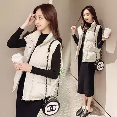 Women's waistcoat short autumn and winter vest jacket 2021 new all-match down cotton horse clip outer wear waistcoat quilted jacket tide