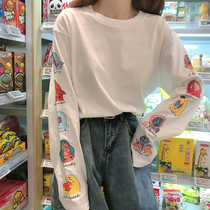 2021 new spring and autumn white long-sleeved t-shirt womens Korean version loose base shirt wild Hong Kong flavor chic top ins tide